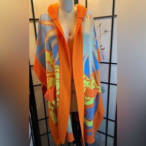 NWT Women's Orange Urban Outfitters Poncho Sweater OS